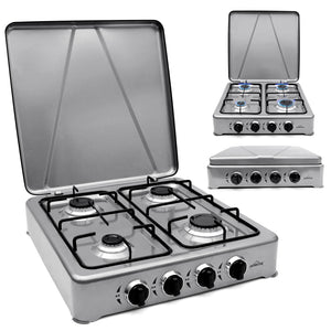 HOMELUX 6.2 KW gas cooker, 4 burner camping cooker hob cooker with lid stove gas outdoor