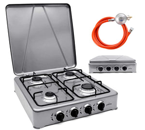 HOMELUX 6.2 KW gas cooker, 4 burner camping cooker hob cooker with lid stove gas outdoor