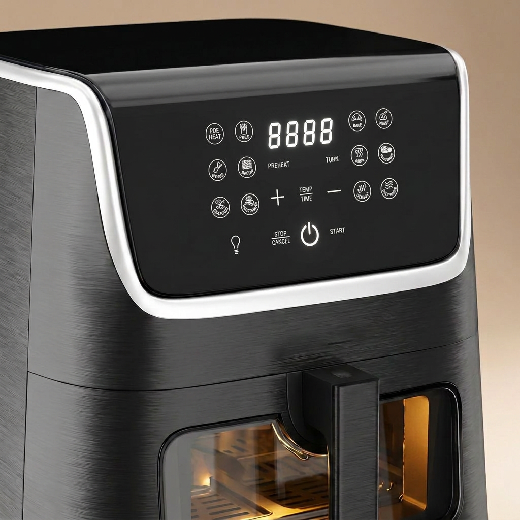 Hot air fryer XXL 5.5L safety protection Airfryer with viewing window, 1800W, 12 programs LED touchscreen BPA-free 