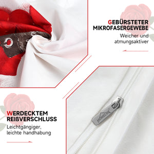 Bettwäsche-Sets 220x240 4-teilig Bettbezüge 200x220 1-Set Kissenbezüge 50x70 2-Stück mit Blumenmustern