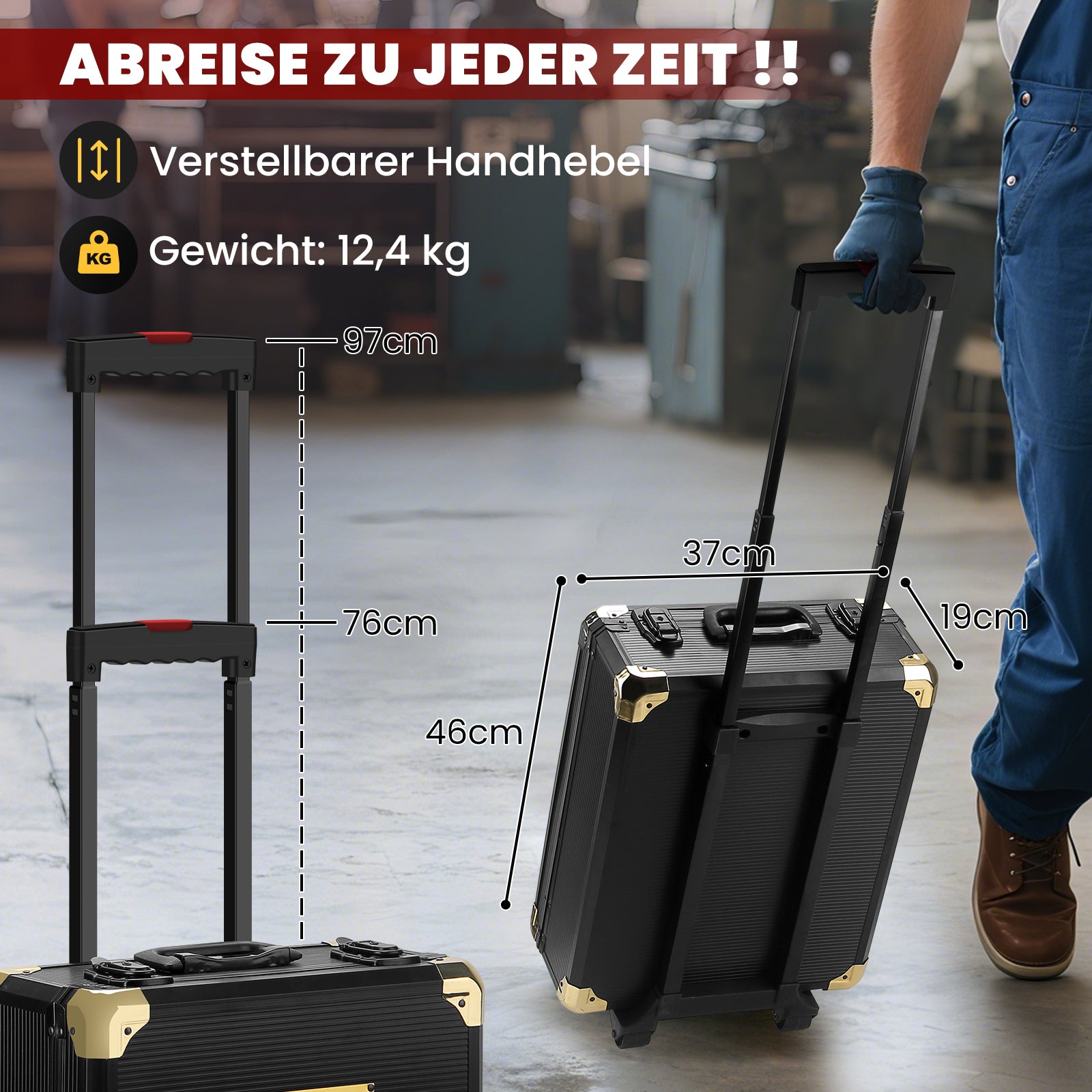 Werkzeugkoffer 599-tlg, Aluminiumkoffer, vielseitiges Werkzeugset für Werkstatt & Haushalt