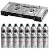 Camping stove + 16 gas cartridges