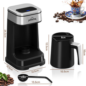 HOMELUX Türkische Kaffeemaschine 650W, Elektrischer Mokka-Zubereiter für 1-4 Tassen, 2 Brühmodi, Ein-Tasten-Bedienung, BPA-frei