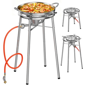 HOMELUX Edelstahl-Paellaset 3400W, modularer Gaskocher mit 41 cm Edelstahlpfanne, höhenverstellbaren Beinen, für den Gartenbereich