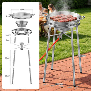 HOMELUX Edelstahl-Paellaset 3400W, modularer Gaskocher mit 41 cm Edelstahlpfanne, höhenverstellbaren Beinen, für den Gartenbereich
