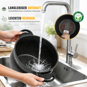 Homelux Kochtöpfe Set, Induktion, Antihaft, Spülmaschine, Glasdeckel, 20cm/4L, 24cm/8L, 28cm/12.5L
