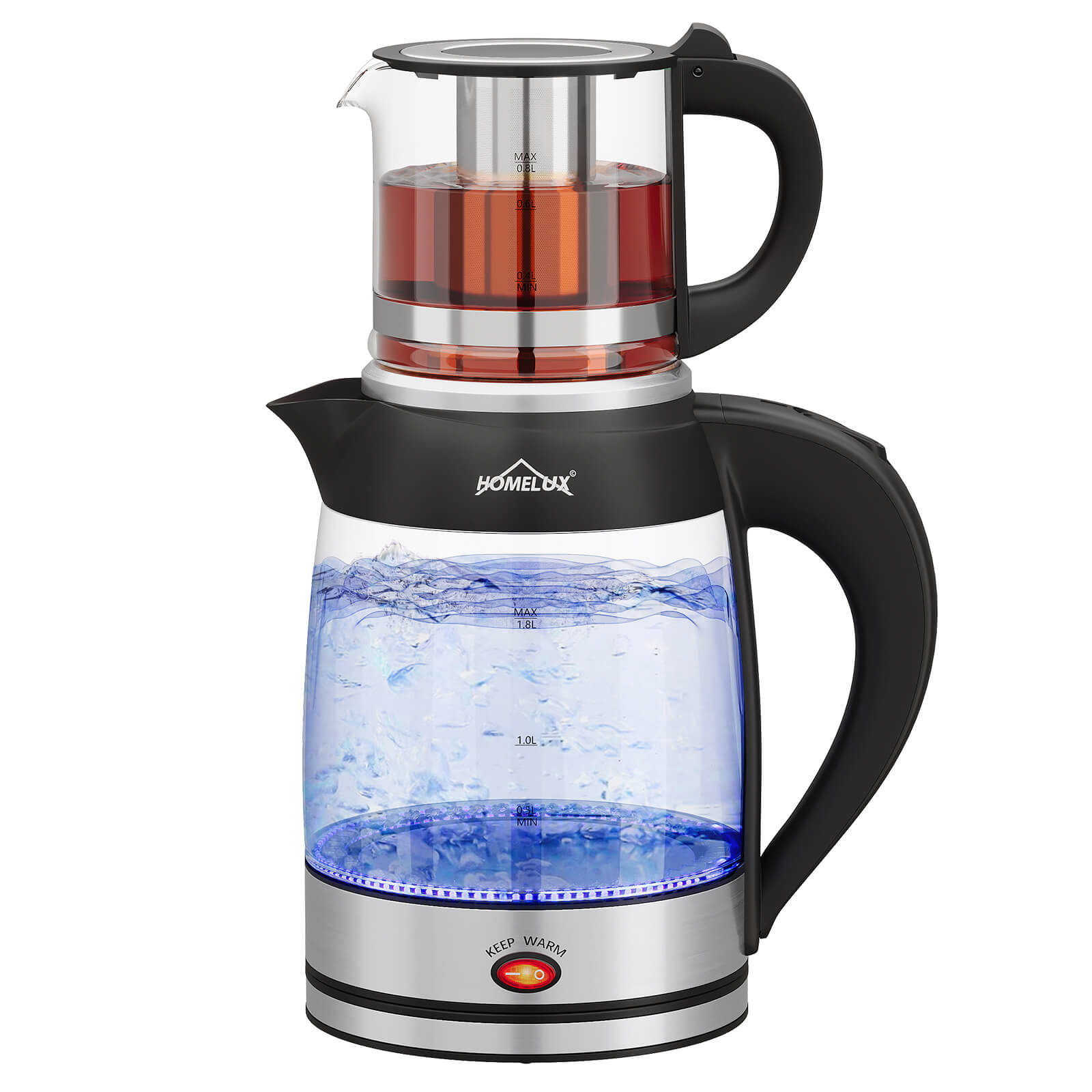 0.8 Liter Teekanne aus hochwertigem Borosilikatglas