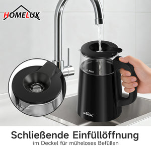 Wasserkocher Glas 2in1 Teekocher Edelstahl 2200W Teebereiter mit 4 Temperatureinstellungen 1,7L mit Warmhaltefunktion, Teetrichter