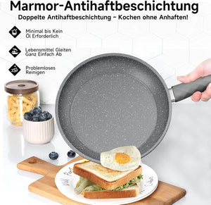 Praktisches Kochgeschirr-Set mit Glasdeckeln für bessere Sichtbarkeit