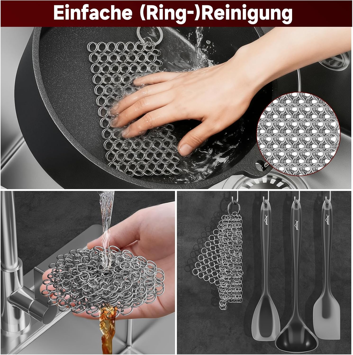 Topf-Set 10-tlg. Dutch Oven Set in Holzkiste Kochtopf Grillplatte Stieltopf Einsetzbar auf Gas Induktionsherden, offenen Flammen und Backöfen