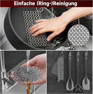 Topf-Set 10-tlg. Dutch Oven Set in Holzkiste Kochtopf Grillplatte Stieltopf Einsetzbar auf Gas Induktionsherden, offenen Flammen und Backöfen