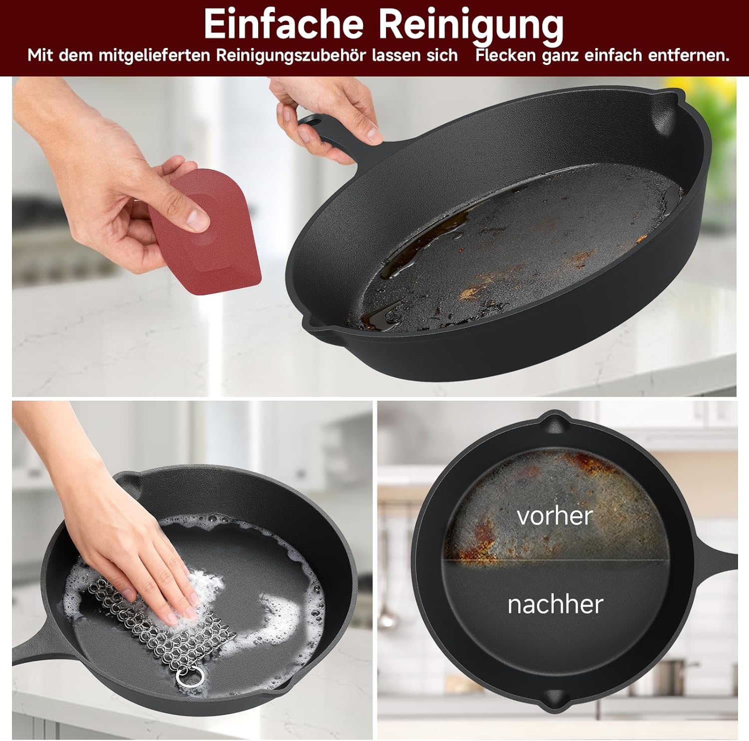 HOMELUX Gusseisen 12-teiliges Dutch Oven Set in Holzkiste – 4,5L Topf, 3,6L Saucier, Grillplatte, Bratpfanne & Komplettes Zubehör