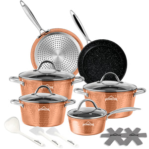 15-teiliges Kochgeschirr-Set: Aluminium, Kupfer-Optik, Induktion & Antihaftbeschichtung