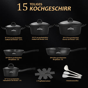 HOMELUX 15-tlg. Kochgeschirr-Set: Induktion & Backofenfest, inklusive Profi-Töpfe & Pfannen