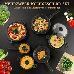 HOMELUX 15-tlg. Kochgeschirr-Set: Induktion & Backofenfest, inklusive Profi-Töpfe & Pfannen