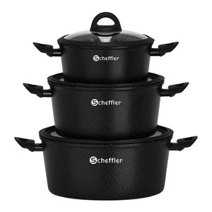 6-piece pot set induction non-stick coated pot set with glass lid 