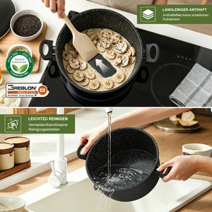 6-piece pot set induction non-stick coated pot set with glass lid 