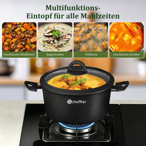 6-piece pot set induction non-stick coated pot set with glass lid 