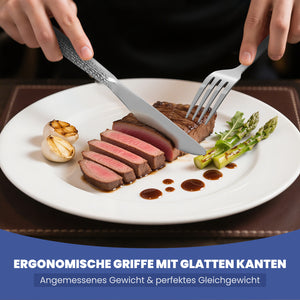 HOMELUX 72-teiliges Besteckset für 12 Personen, Edelstahl Tafelbesteck, Gehämmertes Design, Spülmaschinenfest