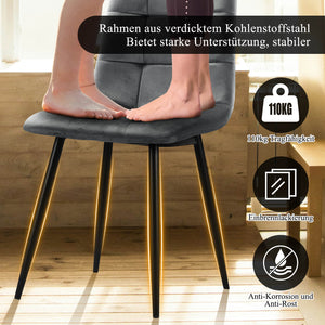 HOMELUX 4er Set Küchen Esszimmerstühle mit Rückenlehne & Samtbezug, ergonomische Sitzfläche, Metallbeine, 110 kg belastbar