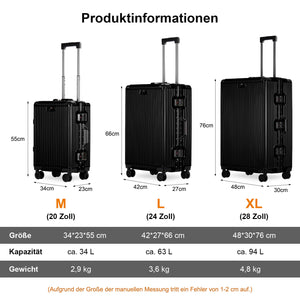 3-teiliges Kofferset Hartschalenkoffer ABS Leicht Trolley Rollkoffer Set M-L-XL Hartschale Reisekoffer