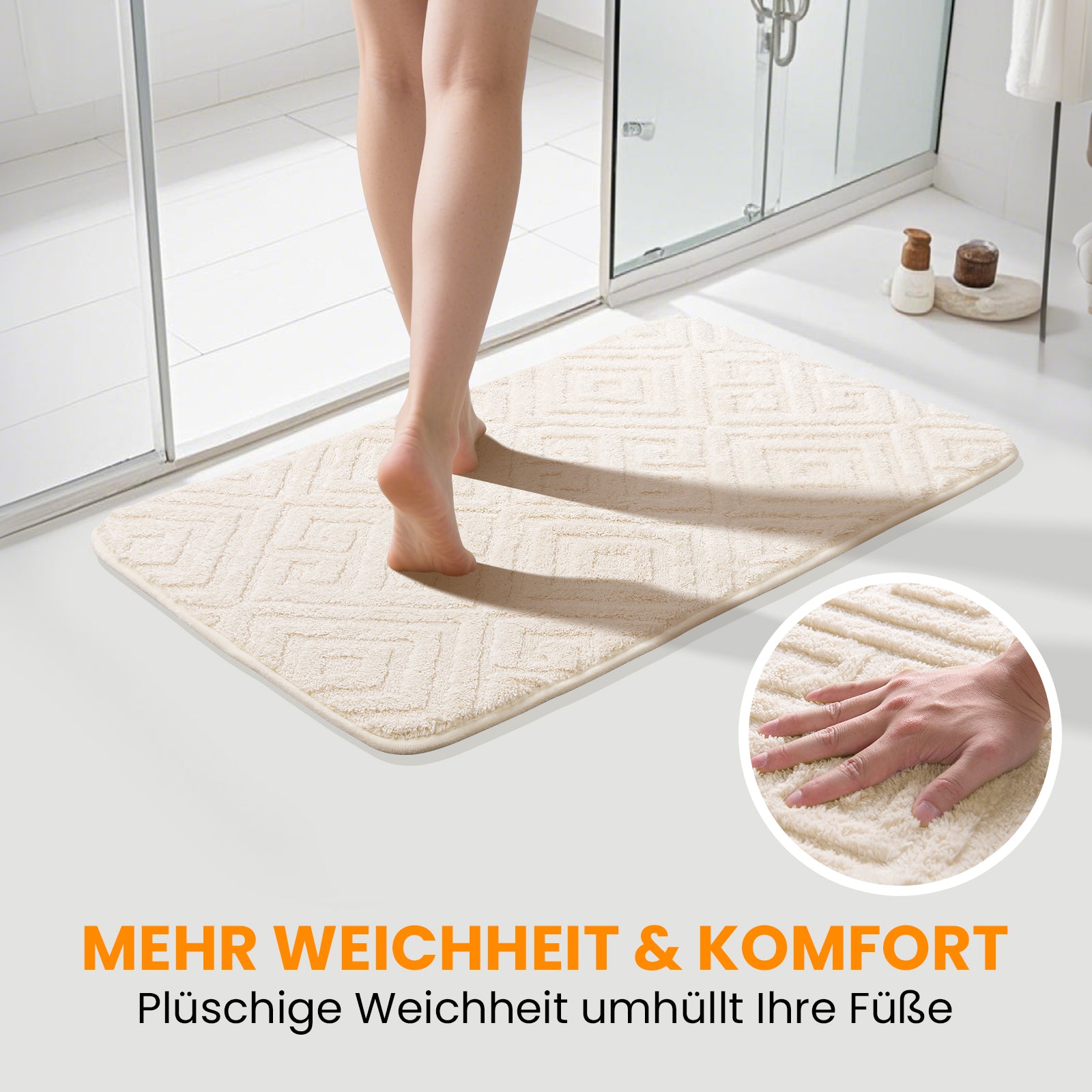 HOMELUX 2-teiliges Badematten-Set, rutschfest, weich, flauschig, inkl. WC-Vorleger mit Ausschnitt