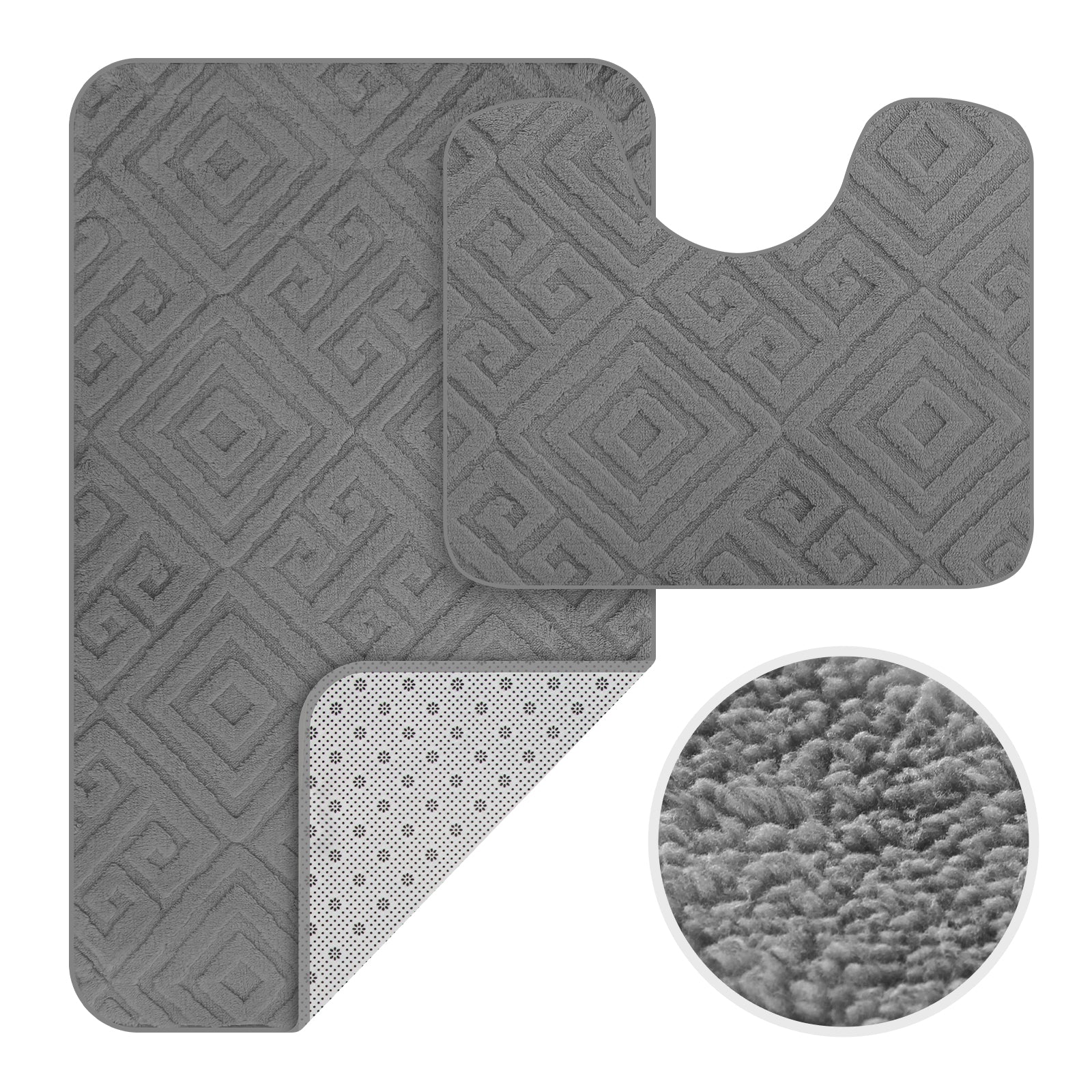 HOMELUX 2-teiliges Badematten-Set, rutschfest, weich, flauschig, inkl. WC-Vorleger mit Ausschnitt