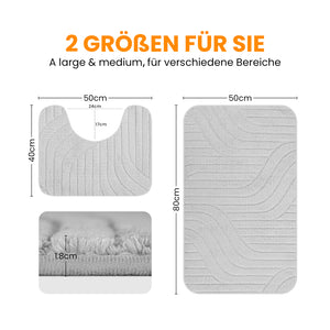 HOMELUX 2-teiliges Badematten-Set, rutschfest, weich, flauschig, inkl. WC-Vorleger mit Ausschnitt