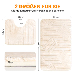 HOMELUX 2-teiliges Badematten-Set, rutschfest, weich, flauschig, inkl. WC-Vorleger mit Ausschnitt