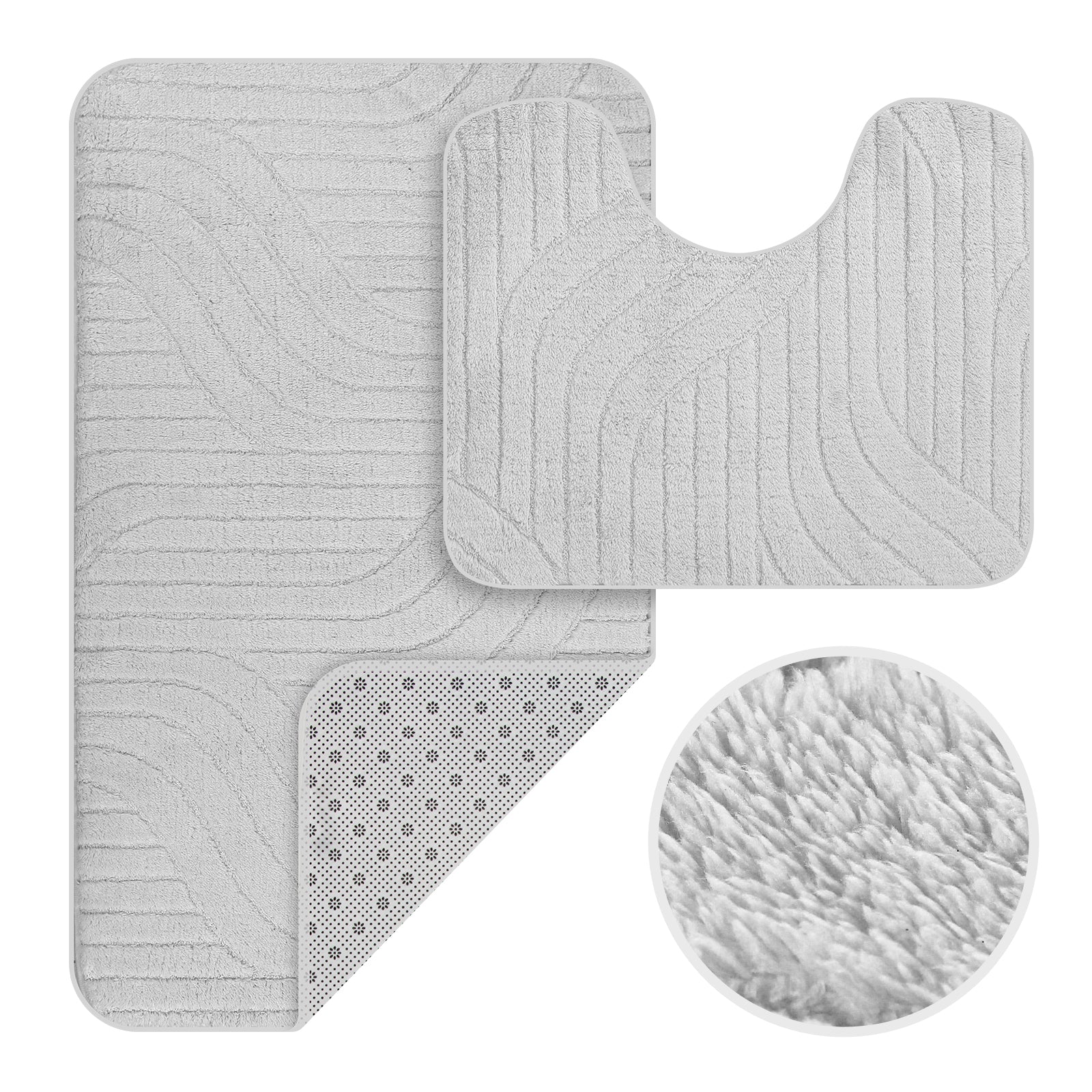 HOMELUX 2-teiliges Badematten-Set, rutschfest, weich, flauschig, inkl. WC-Vorleger mit Ausschnitt