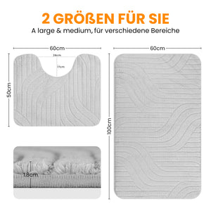 HOMELUX 2-teiliges Badematten-Set, rutschfest, weich, flauschig, inkl. WC-Vorleger mit Ausschnitt