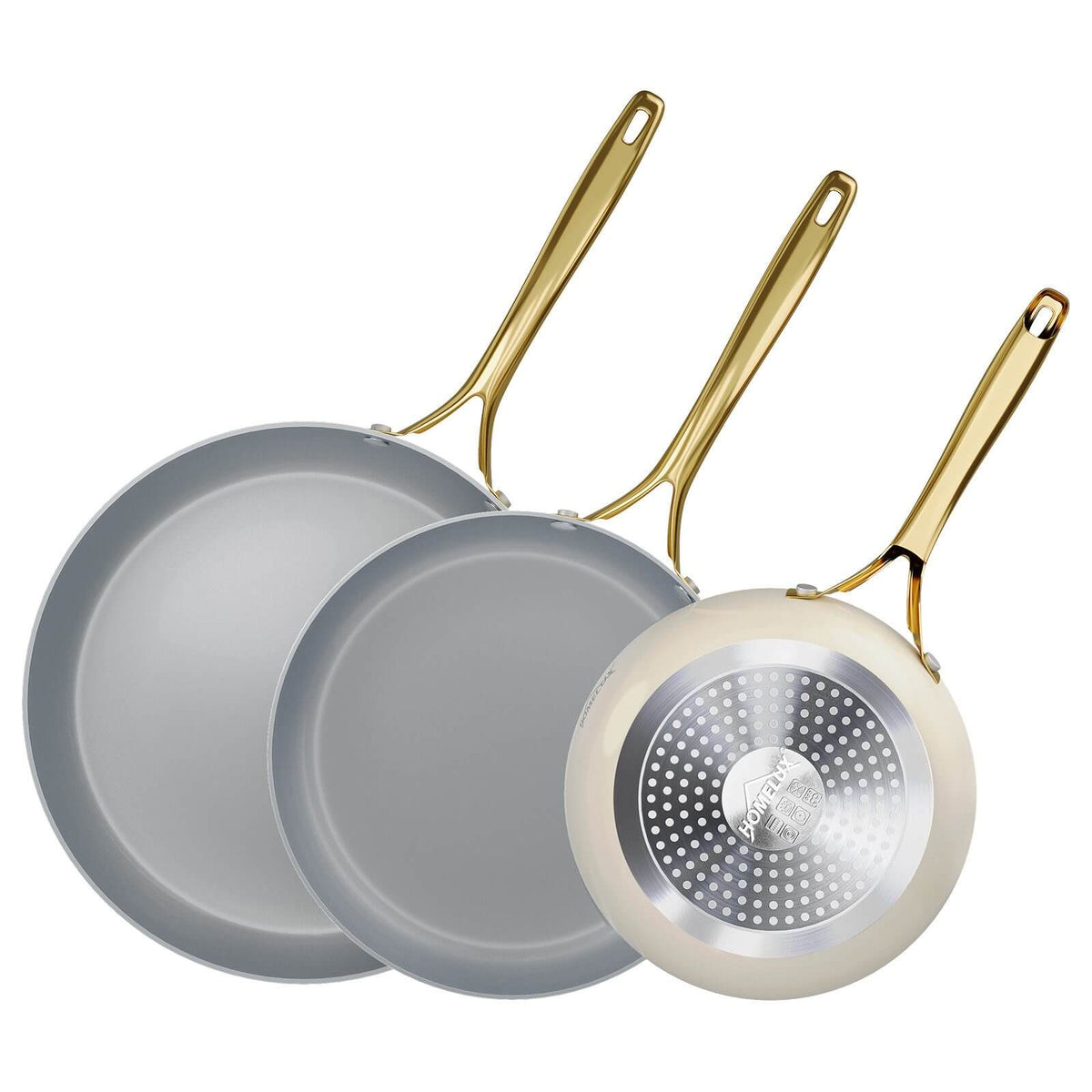 Keramik Antihaft Pfanne Induktion 20/24/28cm (Sie können einen einzelnen Artikel oder ein Set auswählen) Aluguss Bratpfanne Edelstahlgriff