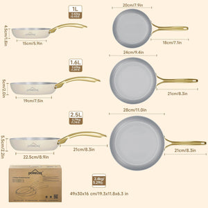 Keramik Antihaft Pfanne Induktion 20/24/28cm (Sie können einen einzelnen Artikel oder ein Set auswählen) Aluguss Bratpfanne Edelstahlgriff