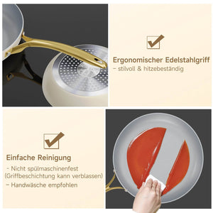 Keramik Antihaft Pfanne Induktion 20/24/28cm (Sie können einen einzelnen Artikel oder ein Set auswählen) Aluguss Bratpfanne Edelstahlgriff