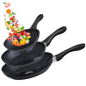HOMELUX 3-teiliges Bratpfannen-Set Ø20/24/28cm, kratzfeste Antihaftbeschichtung, Induktion, für alle Herdarten geeignet