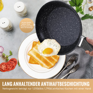 HOMELUX 3-teiliges Bratpfannen-Set Ø20/24/28cm, kratzfeste Antihaftbeschichtung, Induktion, für alle Herdarten geeignet