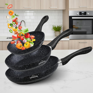 HOMELUX 3-teiliges Bratpfannen-Set Ø20/24/28cm, kratzfeste Antihaftbeschichtung, Induktion, für alle Herdarten geeignet