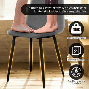 Stabiler Esszimmerstuhl mit Metallstütze in Grau