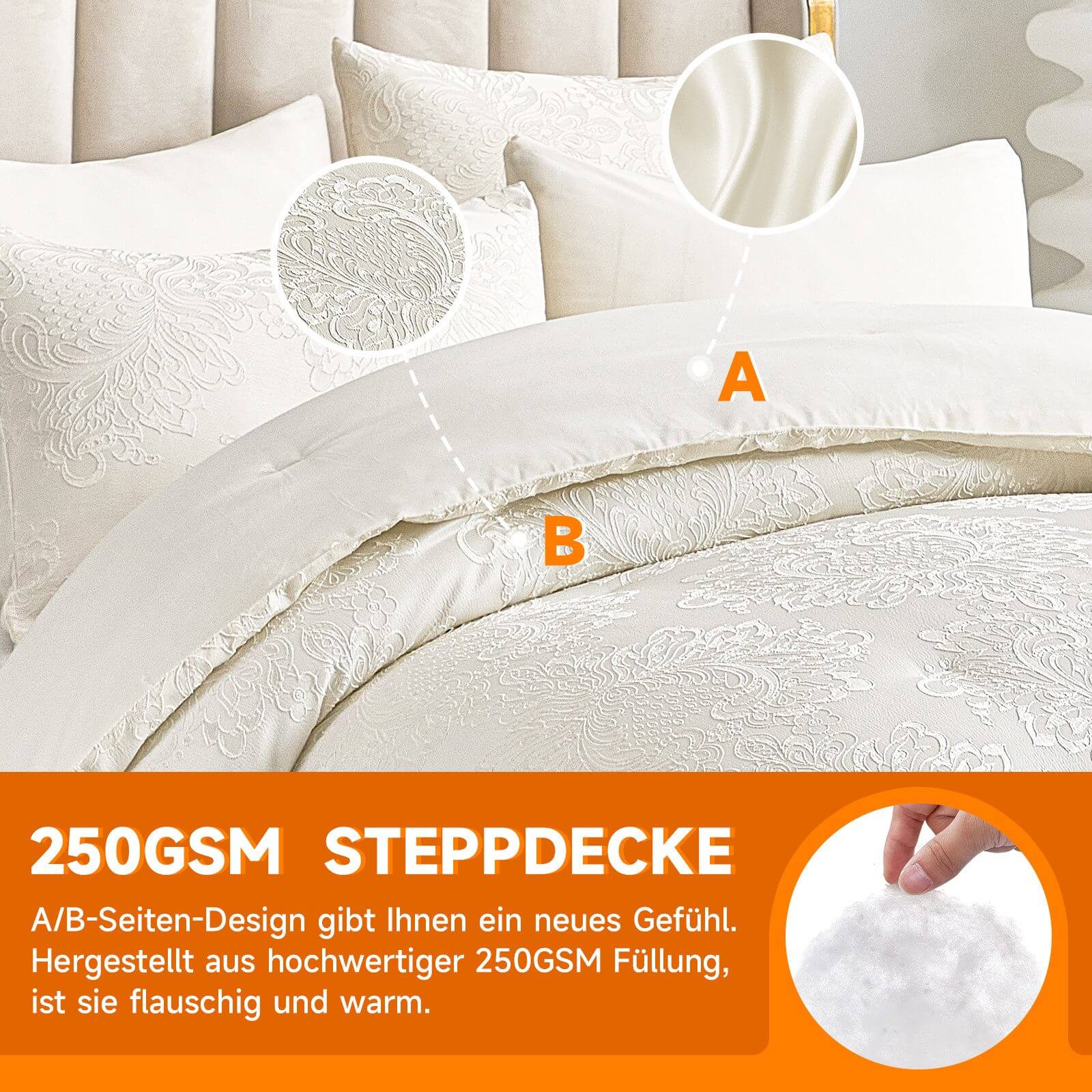 Bettwäsche-Set Im Boho-Stil – King Size, Steppdecke 264x228 Cm, Mikrofaser – Ganzjährig Nutzbar