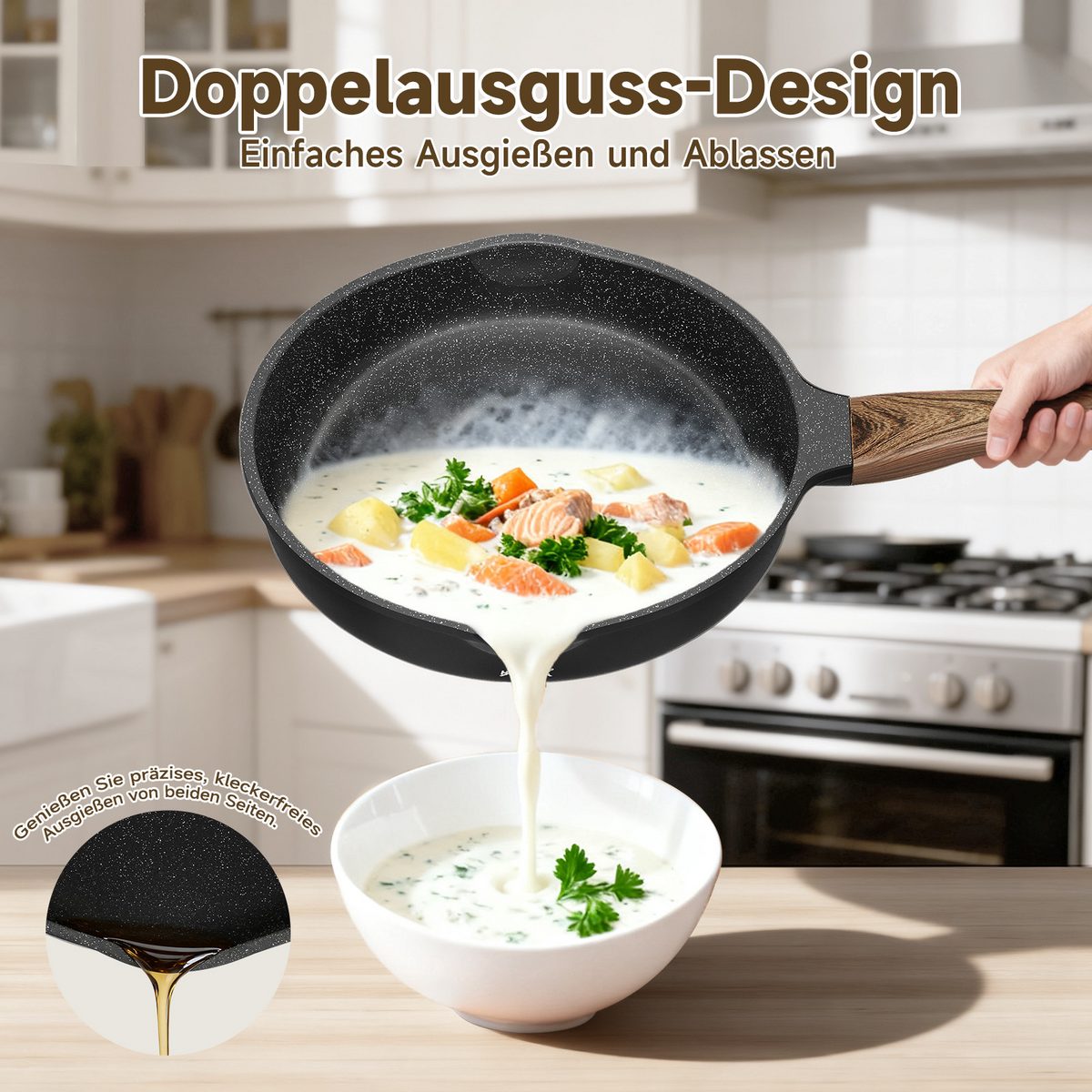 HOMELUX Topf-Set 8-teiliges Induktions-Topfset aus Aluminiumguss mit Deckeln