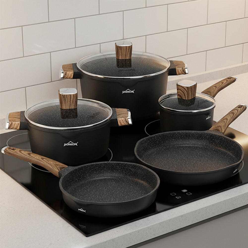 HOMELUX Topf-Set 8-teiliges Induktions-Topfset aus Aluminiumguss mit Deckeln