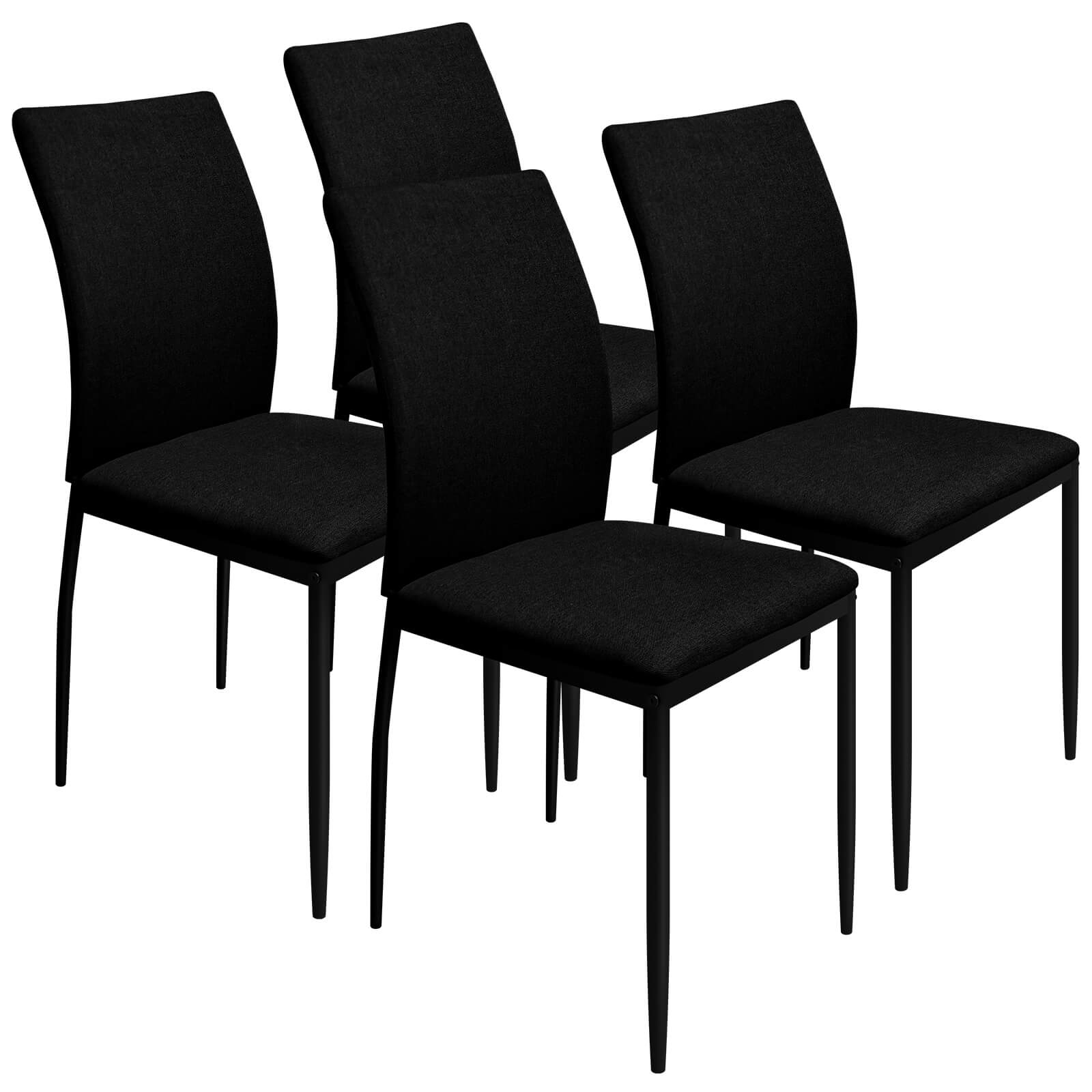 HOMELUX 4er Set Esszimmerstühle, modern, mit hoher Rückenlehne, Leinenpolster & Metallbeinen, 110 kg belastbar