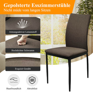 HOMELUX 4er Set Esszimmerstühle, modern, mit hoher Rückenlehne, Leinenpolster & Metallbeinen, 110 kg belastbar