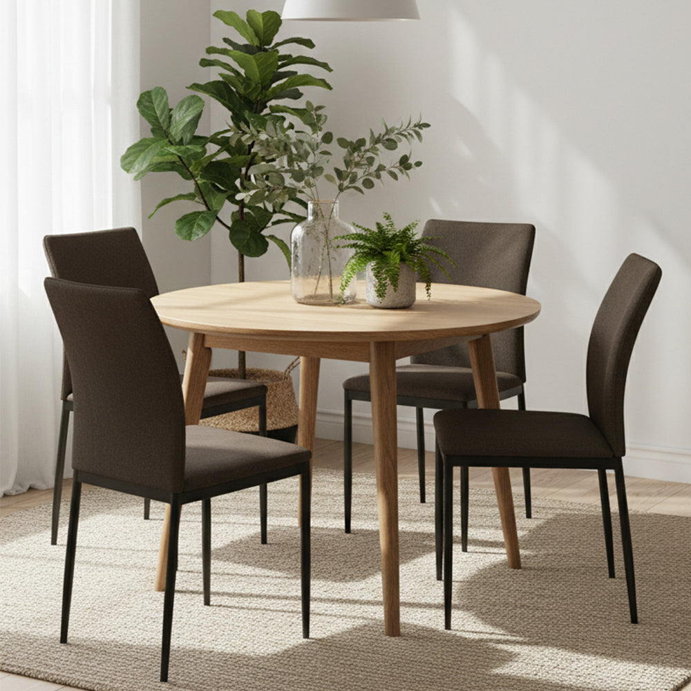 HOMELUX 4er Set Esszimmerstühle, modern, mit hoher Rückenlehne, Leinenpolster & Metallbeinen, 110 kg belastbar