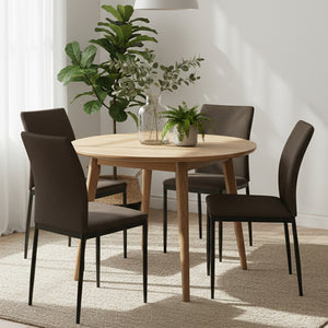 HOMELUX 4er Set Esszimmerstühle, modern, mit hoher Rückenlehne, Leinenpolster & Metallbeinen, 110 kg belastbar