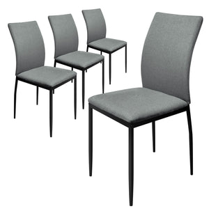 HOMELUX 4er Set Esszimmerstühle, modern, mit hoher Rückenlehne, Leinenpolster & Metallbeinen, 110 kg belastbar