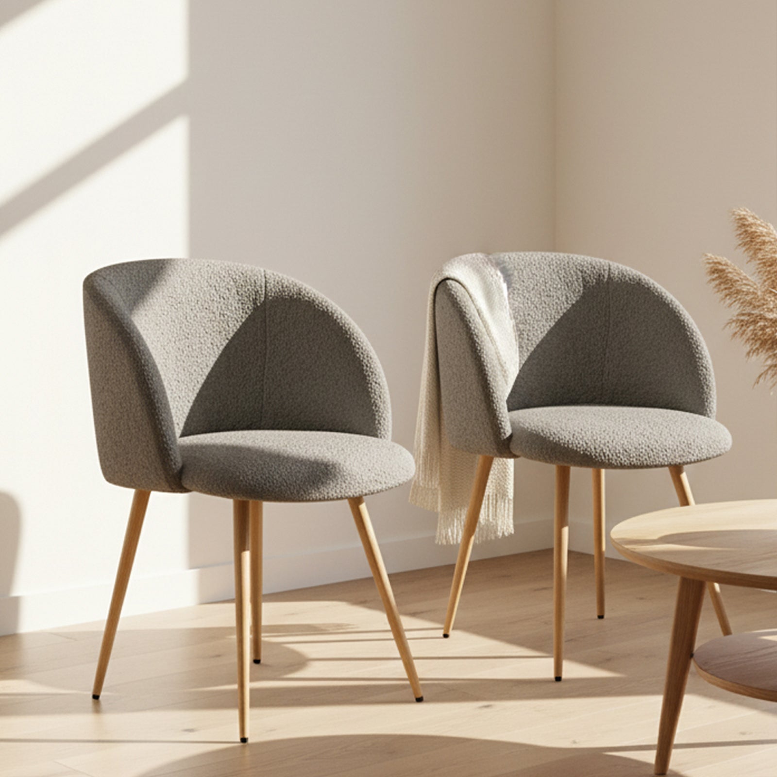 2er Set Esszimmerstühle Wohnzimmerstuhl Metallbeine Polsterstühle mit Armlehnen für Esszimmer / Küche