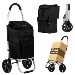 HOMELUX Einkaufstrolley Stabiler, klappbarer mit 41 L Kapazität, multifunktionalem Handwagen, Rollen und abnehmbarer Tasche