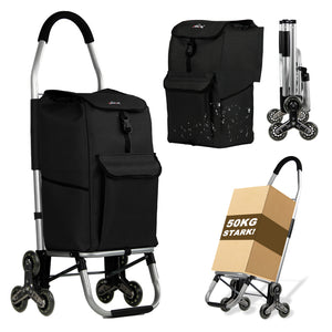 HOMELUX Einkaufstrolley, klappbar, stabil, 41 L Kapazität, multifunktional, Handwagen mit Rollen, abnehmbare Tasche, dreieckige Räder