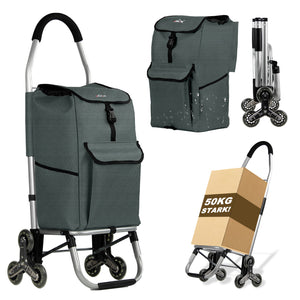 HOMELUX Einkaufstrolley, klappbar, stabil, 41 L Kapazität, multifunktional, Handwagen mit Rollen, abnehmbare Tasche, dreieckige Räder
